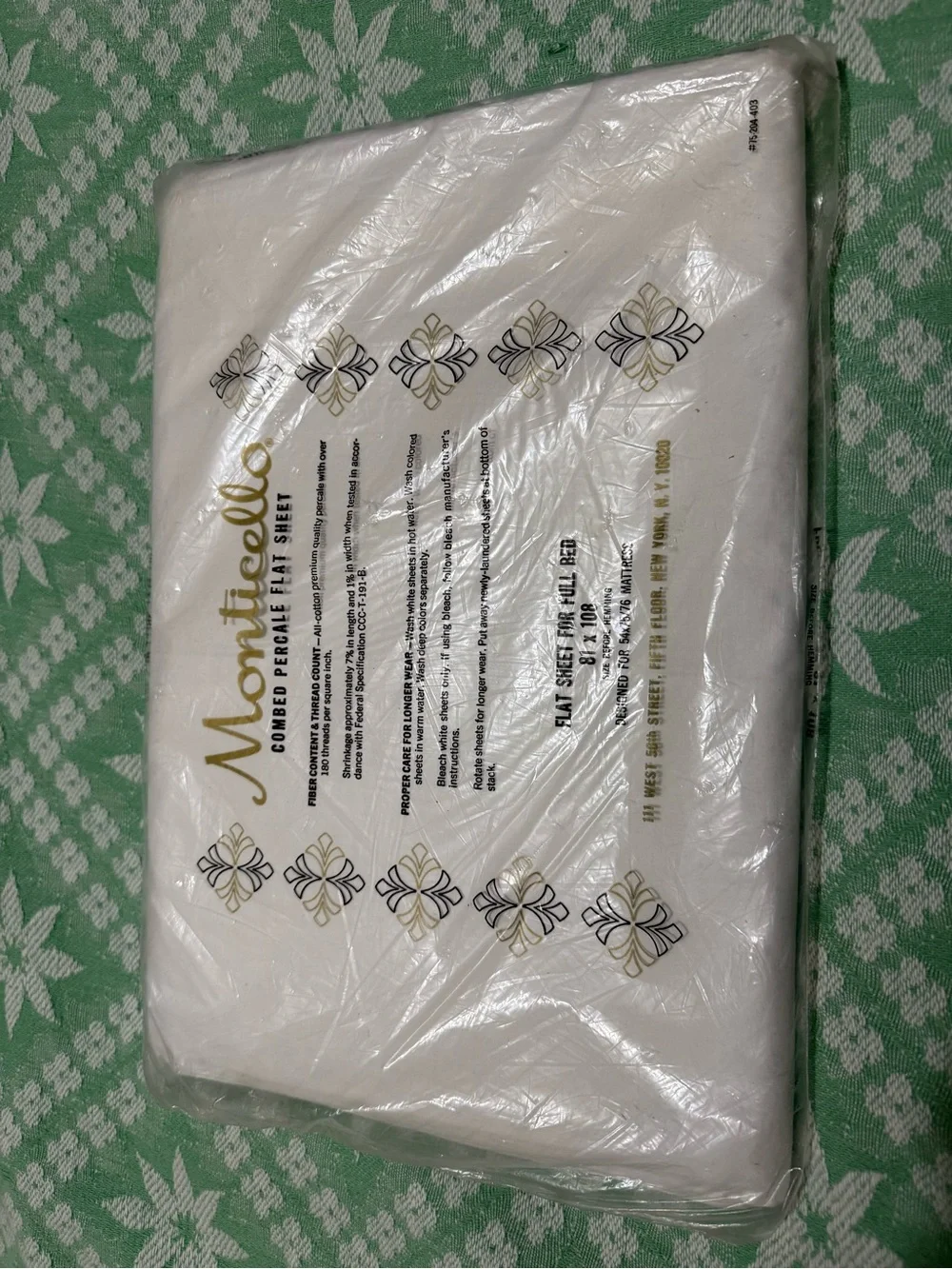 Vintage Monticello combed percale sheet